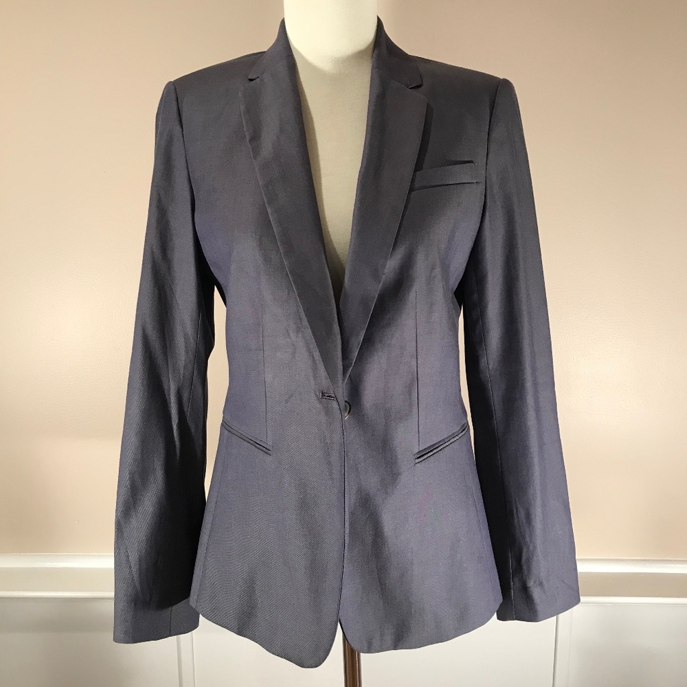 Ann Taylor Petite Blue/Grey Blazer